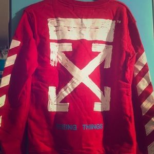 Red and white Off-White sweater
